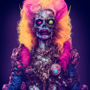 Neon Zombie Queen Quadratischer Aufkleber