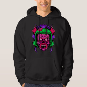 Neon-Zombie-Reiter-Totenkopf-Kunst Hoodie