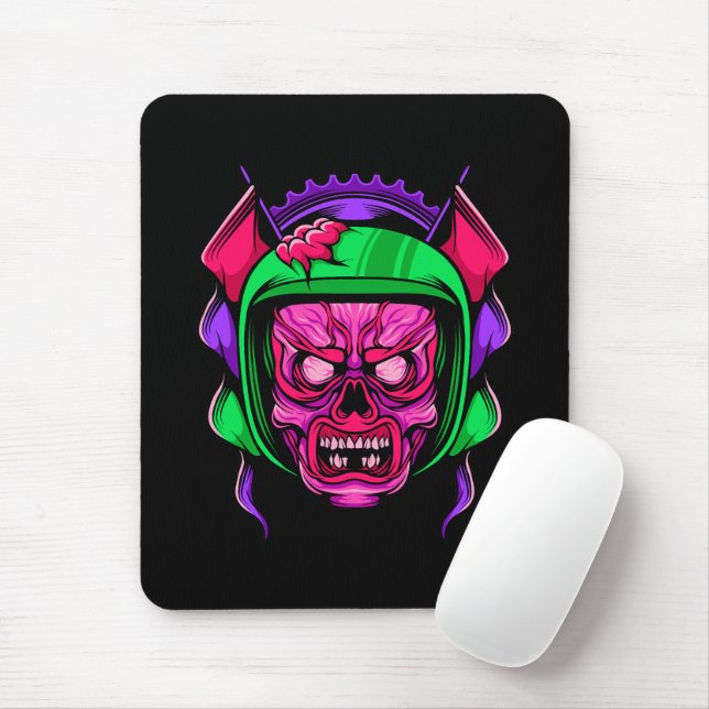 Neon-Zombie-Reiter-Totenkopf-Kunst Mousepad (Mit Mouse)
