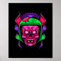 Neon-Zombie-Reiter-Totenkopf-Kunst