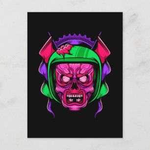Neon-Zombie-Reiter-Totenkopf-Kunst Postkarte