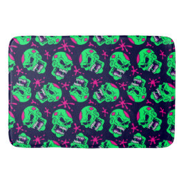 Neon Zombie Skulls Pattern Badematte