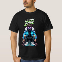NEON ZONE – Cyberpunk Chill Crew Grafik T-Shirt