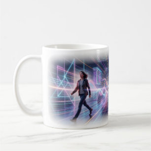 Neon-Zukunfts-Stadt-Reise durch das Licht-Mug Kaffeetasse