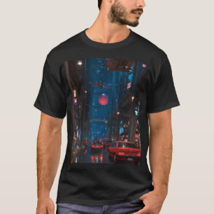 Neon-Zukunftsstadtstraße T-Shirt