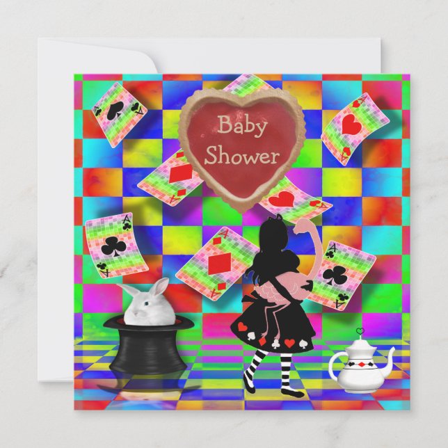 Neonalice- u. Flamingo-Stau-scharfe Herz-Babyparty Einladung (Vorderseite)