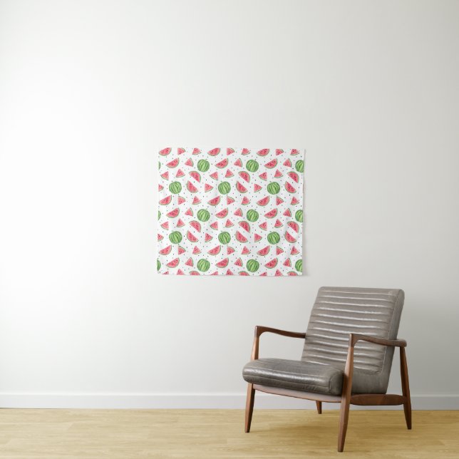 NeonAquarell-Wassermelone-Muster 2 Wandteppich (Beispiel (Horizontal))