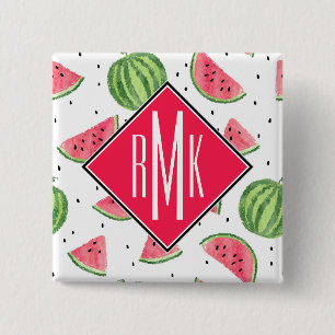 NeonAquarell-Wassermelone-Muster Button