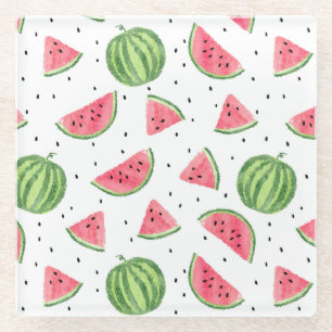 NeonAquarell-Wassermelone-Muster Glasuntersetzer