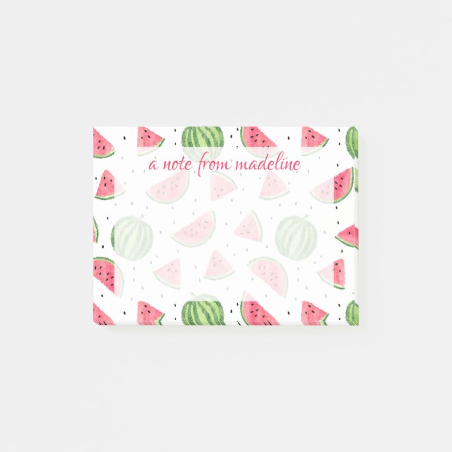 NeonAquarell-Wassermelone-Muster Post-it Klebezettel (Vorderseite)