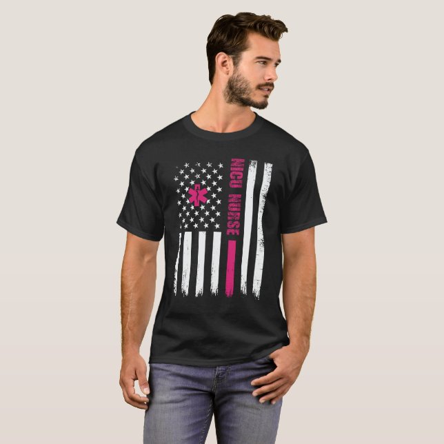 Neonatal NICU Nurse American Flag Typografie T-Shirt (Vorne ganz)
