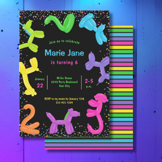 Neonballons, Tierballons Einladung