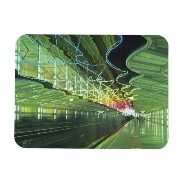Neonbeleuchtung im Korridor des Flughafens O'hare, Magnet (Horizontal)
