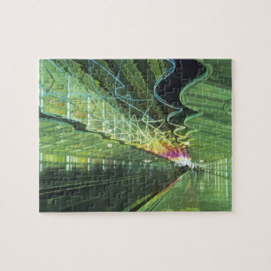 Neonbeleuchtung im Korridor des Flughafens O'hare, Puzzle