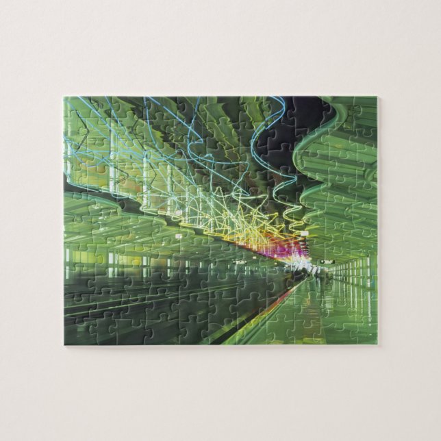 Neonbeleuchtung im Korridor des Flughafens O'hare, Puzzle (Horizontal)