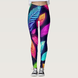 Neonblätter in lebendigem Glanz Kunst Leggings