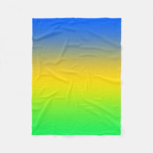 Neonblau, gelb, grüner Farbverlauf, ombre. Fleecedecke