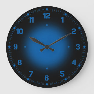 Neonblau Große Wanduhr