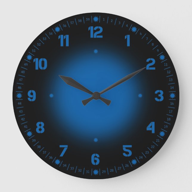 Neonblau Große Wanduhr (Vorderseite)