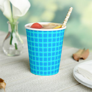 Neonblau-leuchtendes Muster Pappbecher