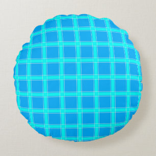 Neonblau-leuchtendes Muster Rundes Kissen