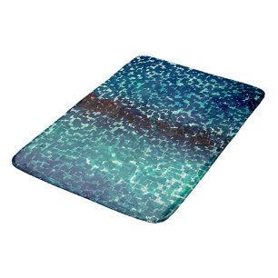 Neonblau-Mosaik über grobkörniges Glas Badematte