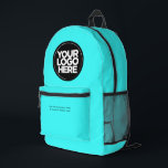 Neonblau | Personalisiertes Firmenlogo und Text Bedruckter Rucksack<br><div class="desc">Eyecatching spielerisch lebendig leuchtend Neon Blue | Personalisiertes Firmenlogo und Text Moderner Business-gedruckter Rucksack</div>