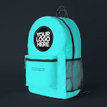 Neonblau | Personalisiertes Firmenlogo und Text Bedruckter Rucksack<br><div class="desc">Eyecatching spielerisch lebendig leuchtend Neon Blue | Personalisiertes Firmenlogo und Text Moderner Business-gedruckter Rucksack</div>
