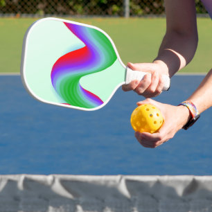 Neonblau, Rot und Grün auf blau Pickleball Schläger