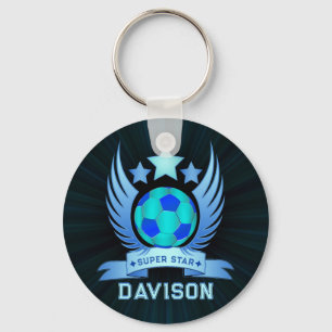 Neonblaue Fußball Coole Sportgeschenke für Junge Schlüsselanhänger