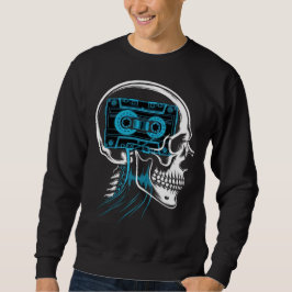 Neonblaue Kassette Tape-Schädel-Soundwave-Kunst Sweatshirt