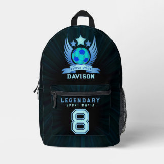 Neonblauer Fußball | Coole individuelle Geschenke Bedruckter Rucksack