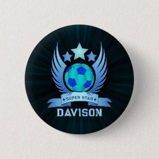 Neonblauer Fußball | Coole individuelle Geschenke  Button
