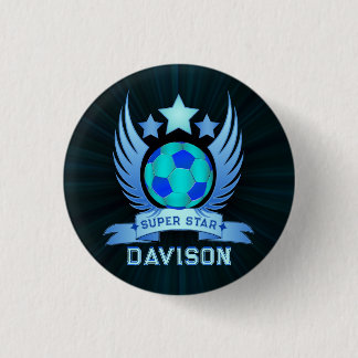 Neonblauer Fußball | Coole individuelle Geschenke  Button