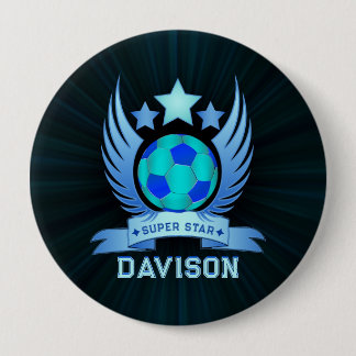 Neonblauer Fußball | Coole individuelle Geschenke  Button