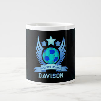 Neonblauer Fußball | Coole individuelle Geschenke  Jumbo-Tasse