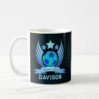 Neonblauer Fußball | Coole individuelle Geschenke  Kaffeetasse