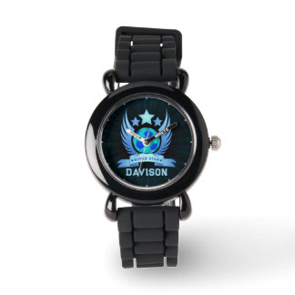 Neonblauer Fußball | Coole Sportgeschenke für Jung Armbanduhr