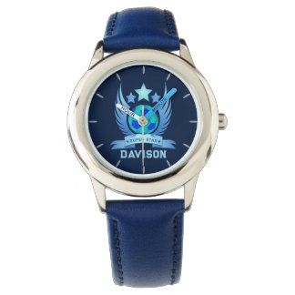 Neonblauer Fußball | Coole Sportgeschenke für Jung Armbanduhr