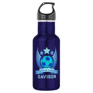 Neonblauer Fußball | Coole Sportgeschenke für Jung Edelstahlflasche