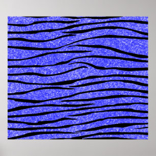 Neonblauer Glitzer Zebrastreifen Poster