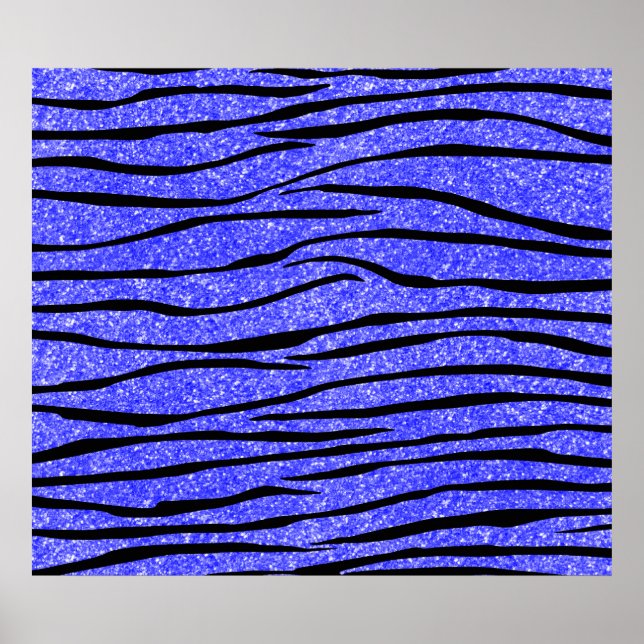 Neonblauer Glitzer Zebrastreifen Poster (Vorne)