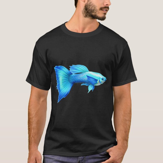 Neonblauer Guppy T-Shirt (Vorderseite)