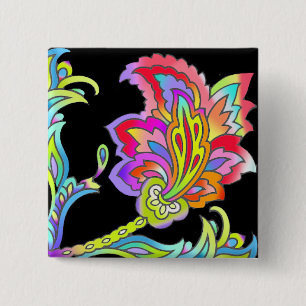 Neonblumen Button