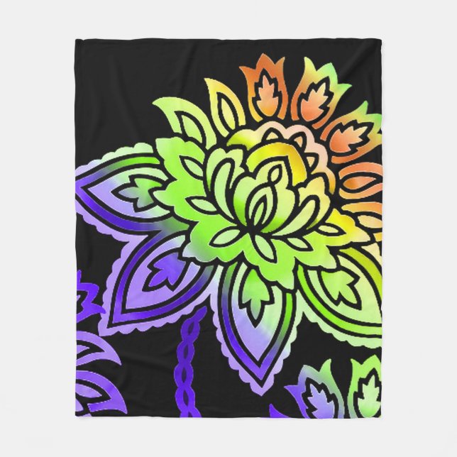 Neonblumen Fleecedecke (Vorderseite)