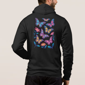 Neonblumen mit sechs leuchtenden Schmetterlingen Hoodie