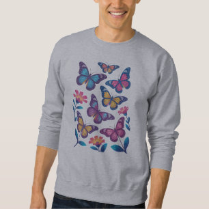 Neonblumen mit sechs leuchtenden Schmetterlingen Sweatshirt