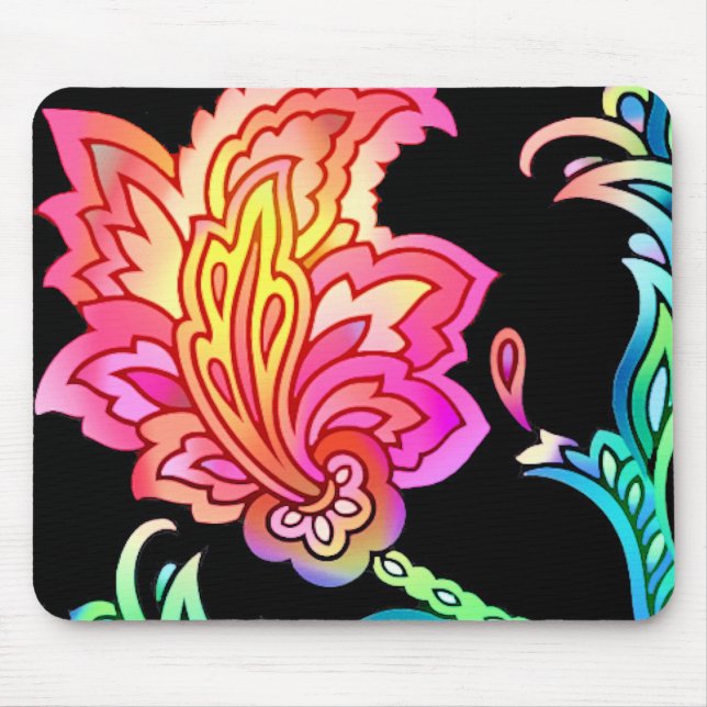 Neonblumen Mousepad (Vorne)