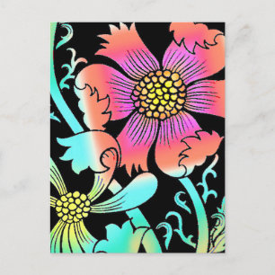 Neonblumen Postkarte