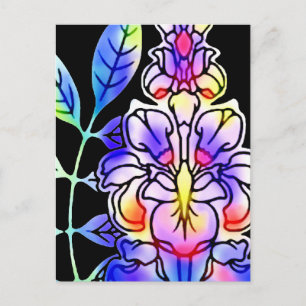 Neonblumen Postkarte